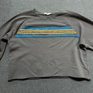 Natural Life Tribal Cropped Dolman Sleeve Bohemian Stitched Sweater‎ SZ L/XL